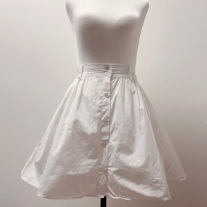 White Button-Front Skirt with Lining & Pockets | Elastic Waist | Made in Korea